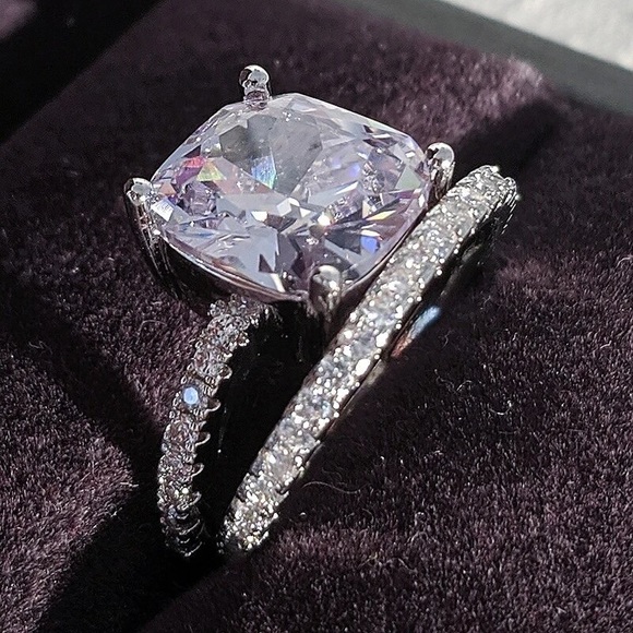 Luxury Silver 925 Wedding Rings Set - Picture 3 of 5